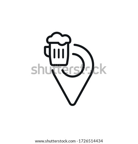 Beer Location Icon - Pub Beer Garden nearby Beer Mug - Symbol Vector