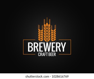 Beer logo design. Brewery label on black background