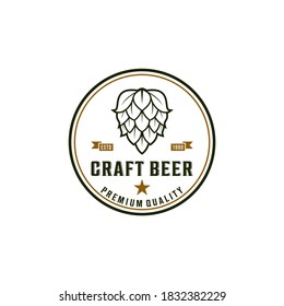 Beer Logo Design Element in Vintage Style for Logotype, Label, Badge and other design. Brewery retro vector illustration.