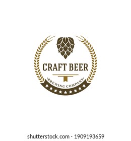 Beer Logo Design Element in Vintage Style for Logotype, Label, Badge and other design. Brewery retro vector illustration.