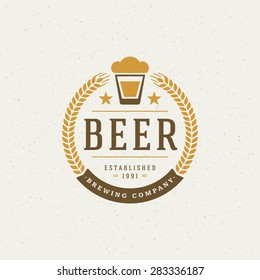 Beer Logo Design Element In Vintage Style For Logotype, Label, Badge And Other Design. Brewery Retro Vector Illustration.