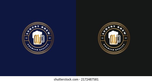 Beer logo design vintage badge label style vector design