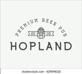 Beer logo, emblem, badge, mark and label in vintage style. Vector illustration
