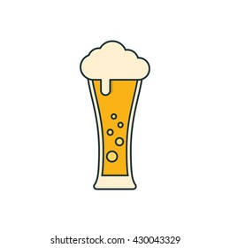 Beer logo. Glass with beer isolated on background. Pint of beer