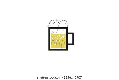beer logo in a glass simple colorful vector suitable for beershop or cafe logo