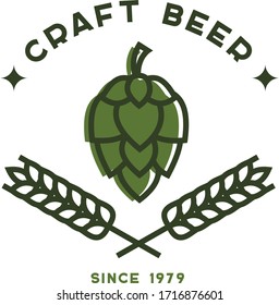 Beer logo with hop. Craft beer, logo for pub