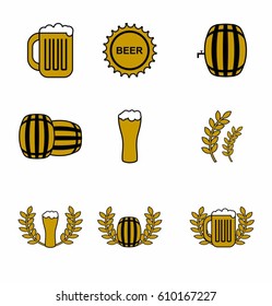 Beer logo icon set in flat style on white background vector illustration