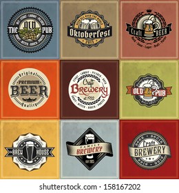 beer logo label vector vintage brewery seal german badge hops retro set styled label of beer good as a template of advertisement beer logo label vector vintage brewery seal german badge hops classic f