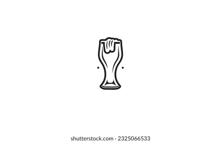 beer logo line art black simple on white background