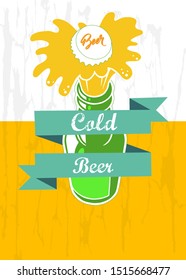 Beer logo on the background of a foam drink. Stylish lettering for advertising and menus