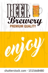 Beer logo on the background of a foam drink. Stylish lettering for advertising and menus