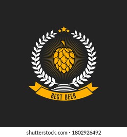 Logo de la cerveza. Patrón para emblema de diseño, icono, etiqueta, cartel. Imprimir gráficos de camisetas. Plantilla de diseño sobre fondo aislado. Estilo vintage. Ilustración del vector