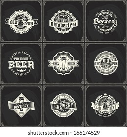 beer logo pub label brewery vintage stamp template german sign set of retro styled chalk lettering labels of beer or brewery pub on a blackboard good as a template of advertisement beer logo pub label