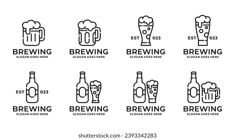 Beer logo set design vector illustration. Brewing logo set design vector