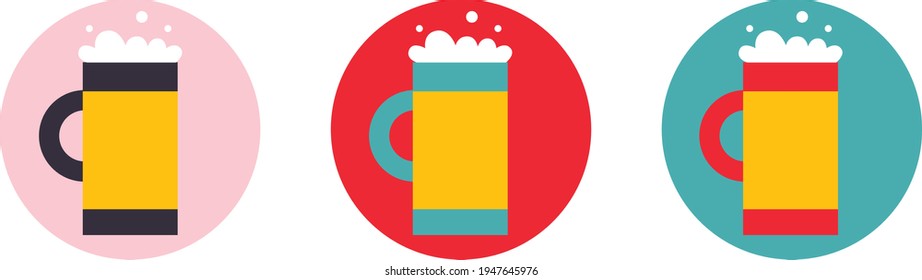 Beer logo set for products, shops, packaging and advertising. Abstract flat stickers, emblems and labels for drinks. Graphic design editable for your design.