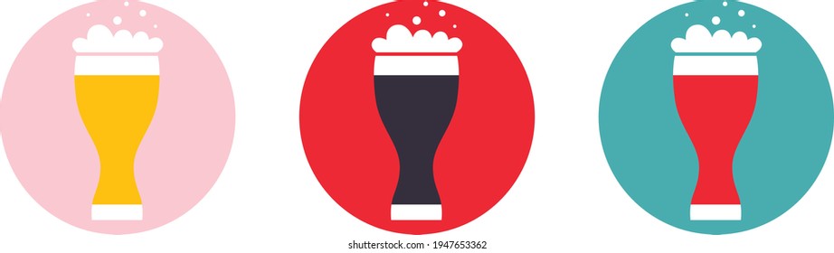 Beer logo set for shops, packaging and advertising. Abstract flat stickers, emblems and labels for drinks. Graphic design editable for your design.