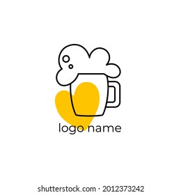 Beer logo. Logo for a beer shop, restaurant, bar. A glass of beer on a white background with the inscription "logo name". Vector illustration symbol.