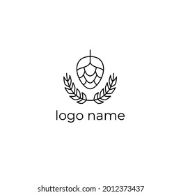 Beer logo. Logo for a beer shop, restaurant, bar. A malt on a white background with the word "logo name". Vector illustration symbol.
