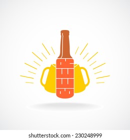 Beer logo template. Bottle with vertical text.