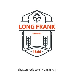 Beer logo template. Hop and barley. Vector design element.