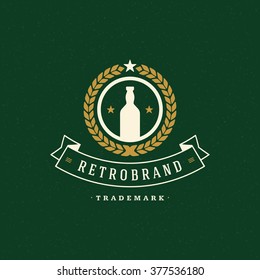 Beer Logo Template. Vector Design Element Vintage Style for Logotype, Label, Badge, Emblem. Brewery Logo, Beer Label, Bar Logo, Beer cup Icon, Wheat Logo, Retro Logo, Beer Symbol, Logo Vector.
