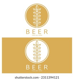 Beer logo template with vintage craft wheat.For badge, emblem,malt,beer company,bar,alcoholic drink