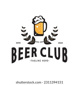 Beer logo template with vintage craft wheat.For badge, emblem,malt,beer company,bar,alcoholic drink