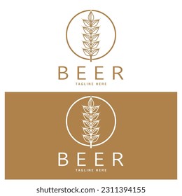 Beer logo template with vintage craft wheat.For badge, emblem,malt,beer company,bar,alcoholic drink