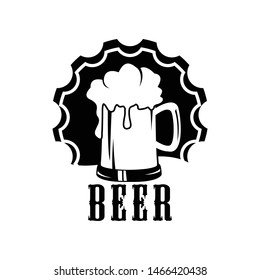 beer logo template, vintage beer glass vector element
