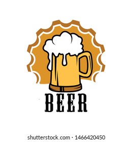 beer logo template, vintage beer glass vector element