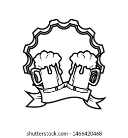 beer logo template, vintage beer glass vector element