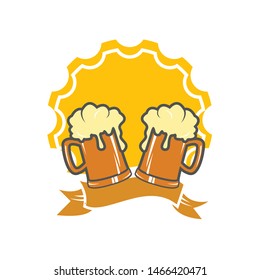 beer logo template, vintage beer glass vector element
