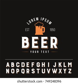 Beer Logo with Useful Alphabet. Flat Isolated Beer Glass Symbol Graphic Vector