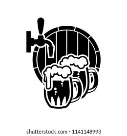 Beer logo - vector illustration, emblem brewery, barrel, pub, bar, tavern, brew, barley, brewing, alcohol drink, ribbon label on white background
