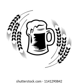 Beer logo - vector illustration, emblem brewery, barrel, pub, bar, tavern, brew, barley, brewing, alcohol drink, ribbon label on white background