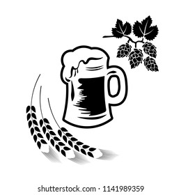 Beer logo - vector illustration, emblem brewery, barrel, pub, bar, tavern, brew, barley, brewing, alcohol drink, ribbon label on white background