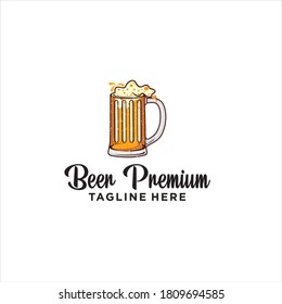 beer logo- vector illustration, emblem brewery design on dark background