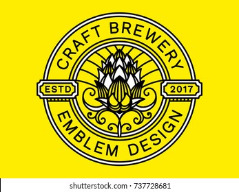 Beer logo - vector illustration, emblem brewery design with beer hop modern line style.