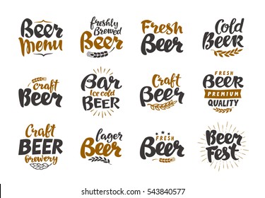 Beer logo. Vector labels and icons. Collection elements for menu design restaurant, cafe or bar, pub