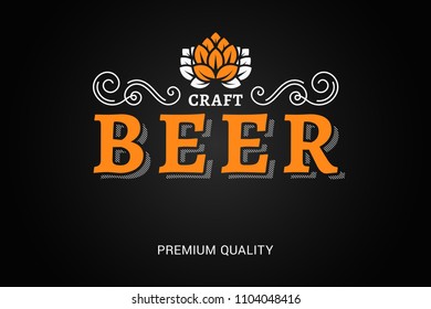 beer logo with vintage floral ornates on black background