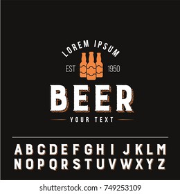 Beer Logo Vintage Beer Glass Bottle Flat Isolated Graphic