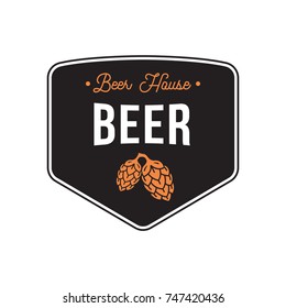 Beer Logo Vintage with Hops Plant Style. Flat Isolated Vector Graphic 