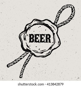 Beer logo. Vintage wax seal. 