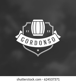 Beer Logotype Design Element in Vintage Style Badge Retro vector illustration. Beer barrel symbol.