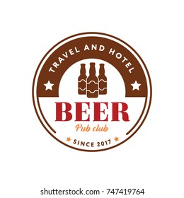 Beer Logotype Vintage Style. Beer Bottle Flat Isolated Vector Graphic 