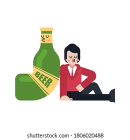 Beer lover Back to back. Guy and bottle of beer. Romantic relationship with alcohol. Love of alcohol. Illustration 4