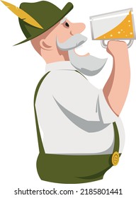 Beer lover in traditional costume. Cartoon style.