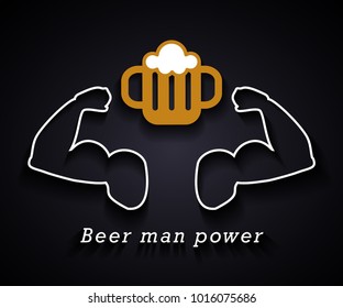 Beer man power - funny inscription template