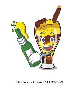 With beer mangonada fruit mascot cartoon