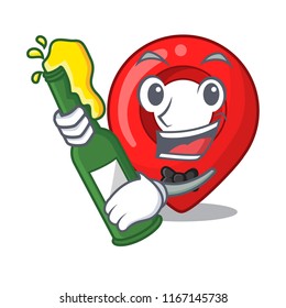 With beer map marker navigation pin mascot cartoon